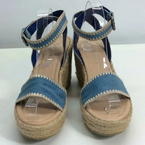 Matisse Blue Denim Wedge Platform Espadrilles - Picture 2 of 11